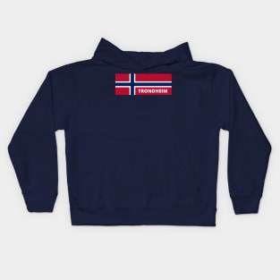 Trondheim City in Norwegian Flag Kids Hoodie